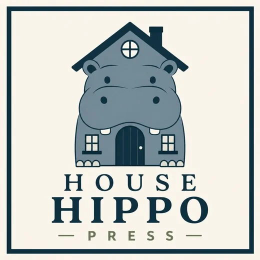 House Hippo Press square logo with a hippo-shaped house icon and serif imprint text